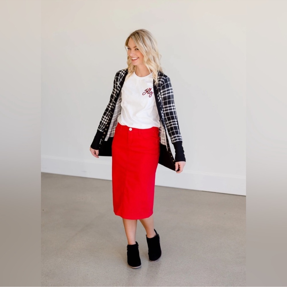 Inherit | Red | Remi | Midi Skirt